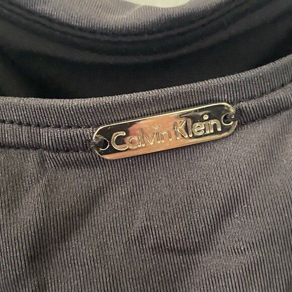 Calvin Klein Women's Ruched Panel One Piece Swimsuit Silver Brown Swimwear Sz 12 - Picture 13 of 16